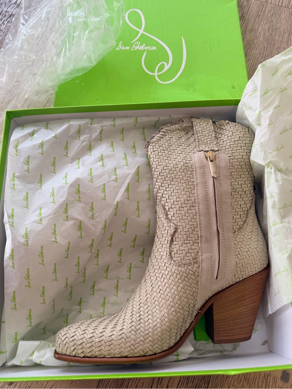 Sam Edelman Tracy Woven Leather Western Boots, Size 9 - NEW IN BOX - Picture 3 of 10